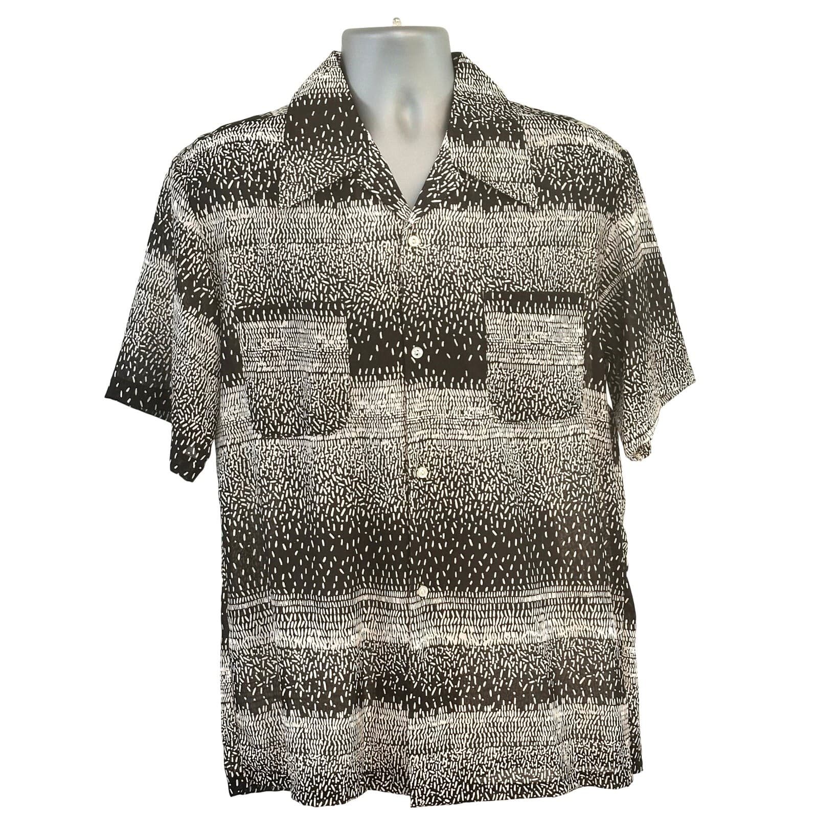 Korean Vintage Polyester Black & White Shirt Men's XL Excellent