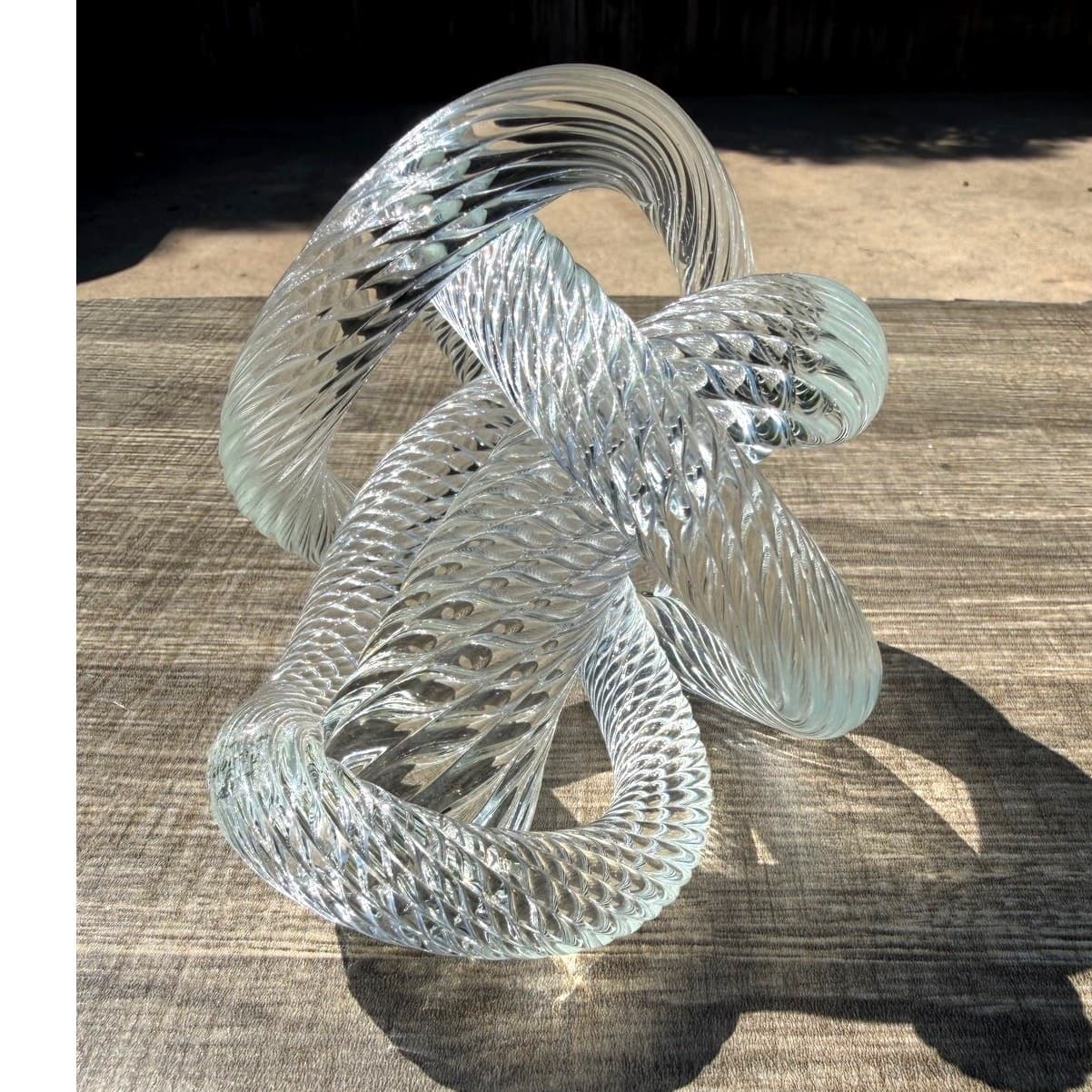 Vintage Czech Republic Art Glass Sculpture Clear Spiral Infinity Knot Design - Thumbnail 5