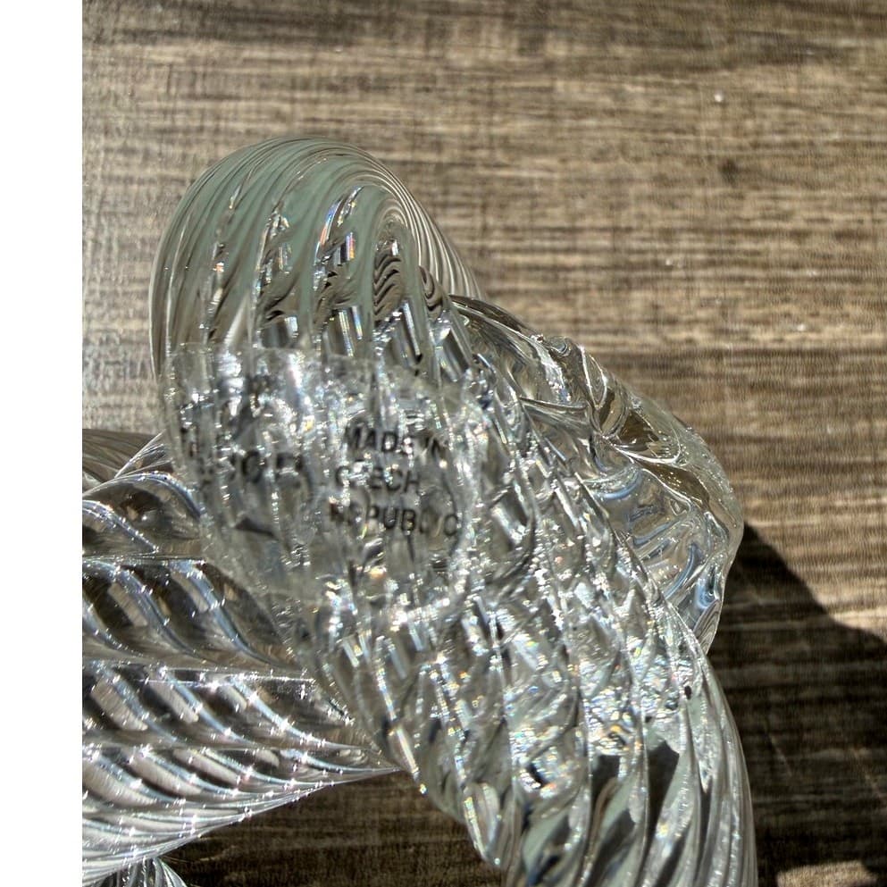 Vintage Czech Republic Art Glass Sculpture Clear Spiral Infinity Knot Design - Thumbnail 9