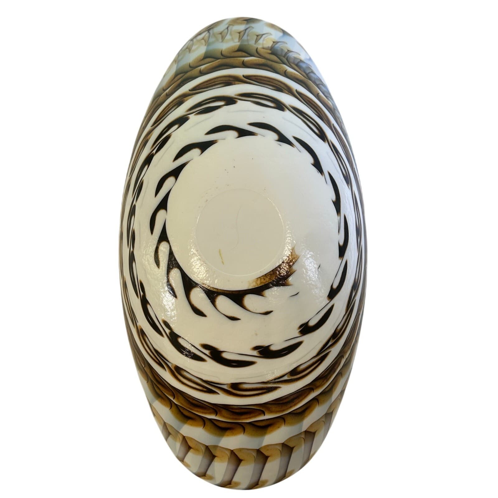 Murano Art Glass Folded Seashell 20.75" Iridescent Brown White Blue Centerpiece - Thumbnail 8