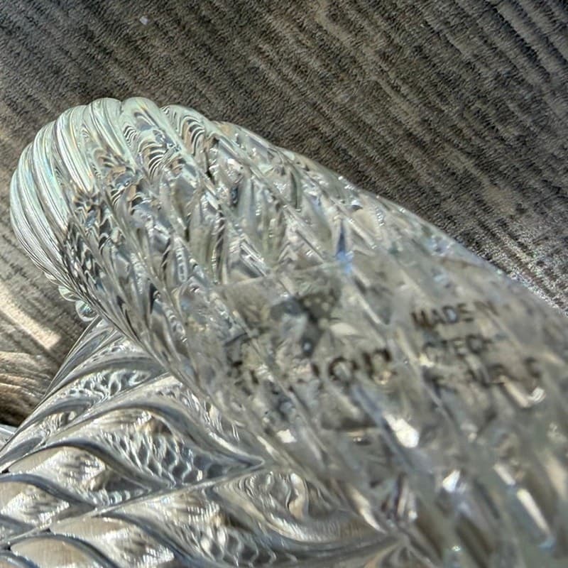 Vintage Czech Republic Art Glass Sculpture Clear Spiral Infinity Knot Design - Thumbnail 10