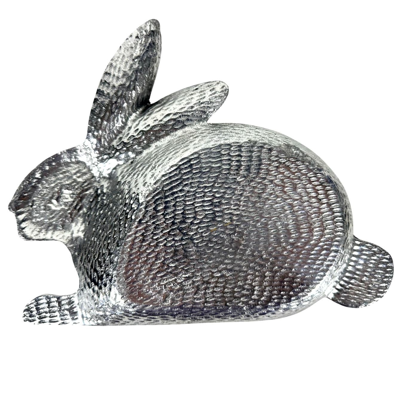 Whimsical Bunny Shaped Aluminum Pewter Vintage Plate/Tray 10" x 8" Made in India - Thumbnail 4