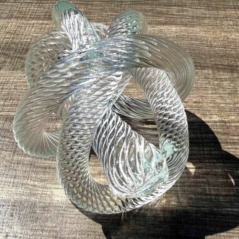 Vintage Czech Republic Art Glass Sculpture Clear Spiral Infinity Knot Design - Thumbnail 8