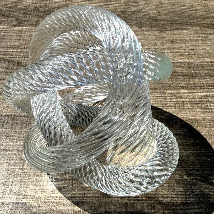 Vintage Czech Republic Art Glass Sculpture Clear Spiral Infinity Knot Design - Thumbnail 3