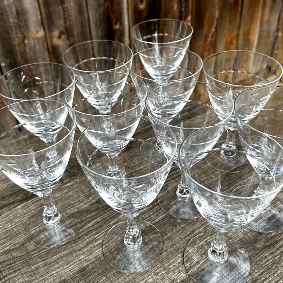 Fostoria Retired 1953-1972 'Nosegay' 6.25" Water Goblets-Excellent-Set of 11 - Thumbnail 3