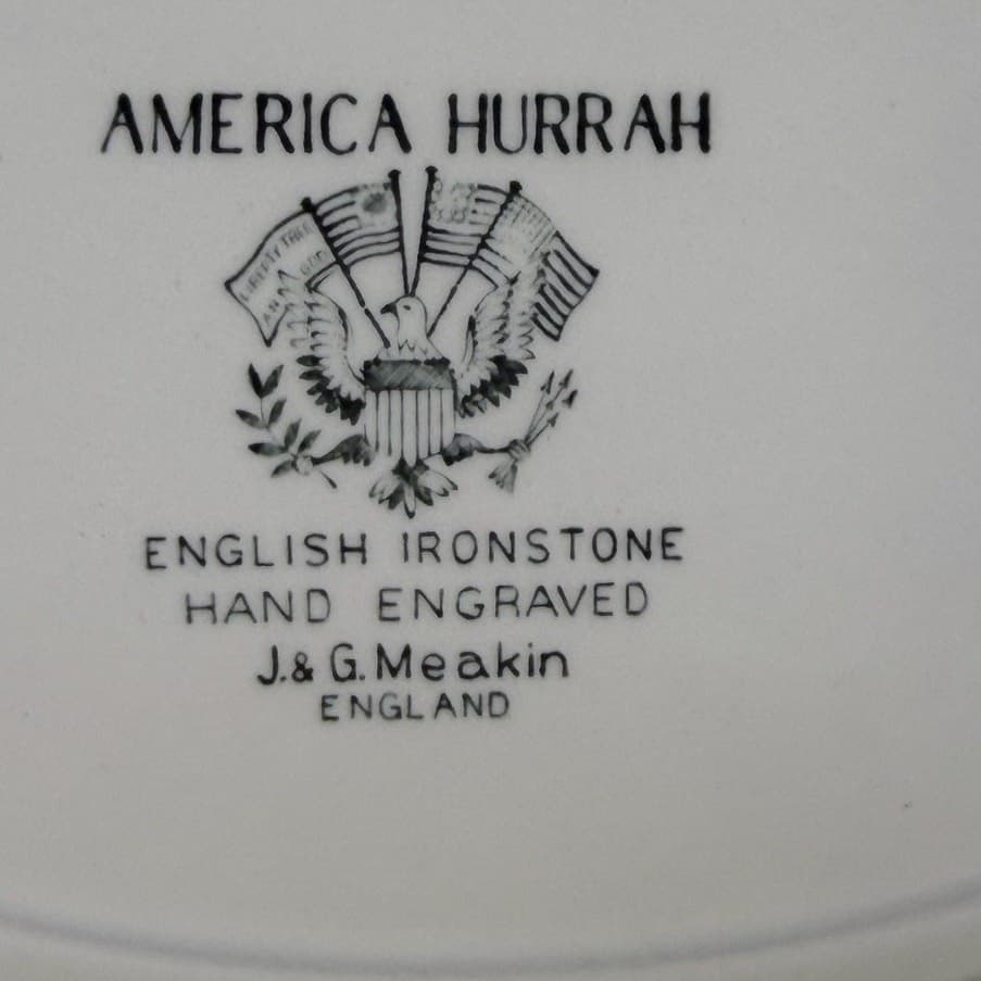J & G Meakin England Retired 1970's American Hurrah 12" Oval Ironstone Platter - Thumbnail 8