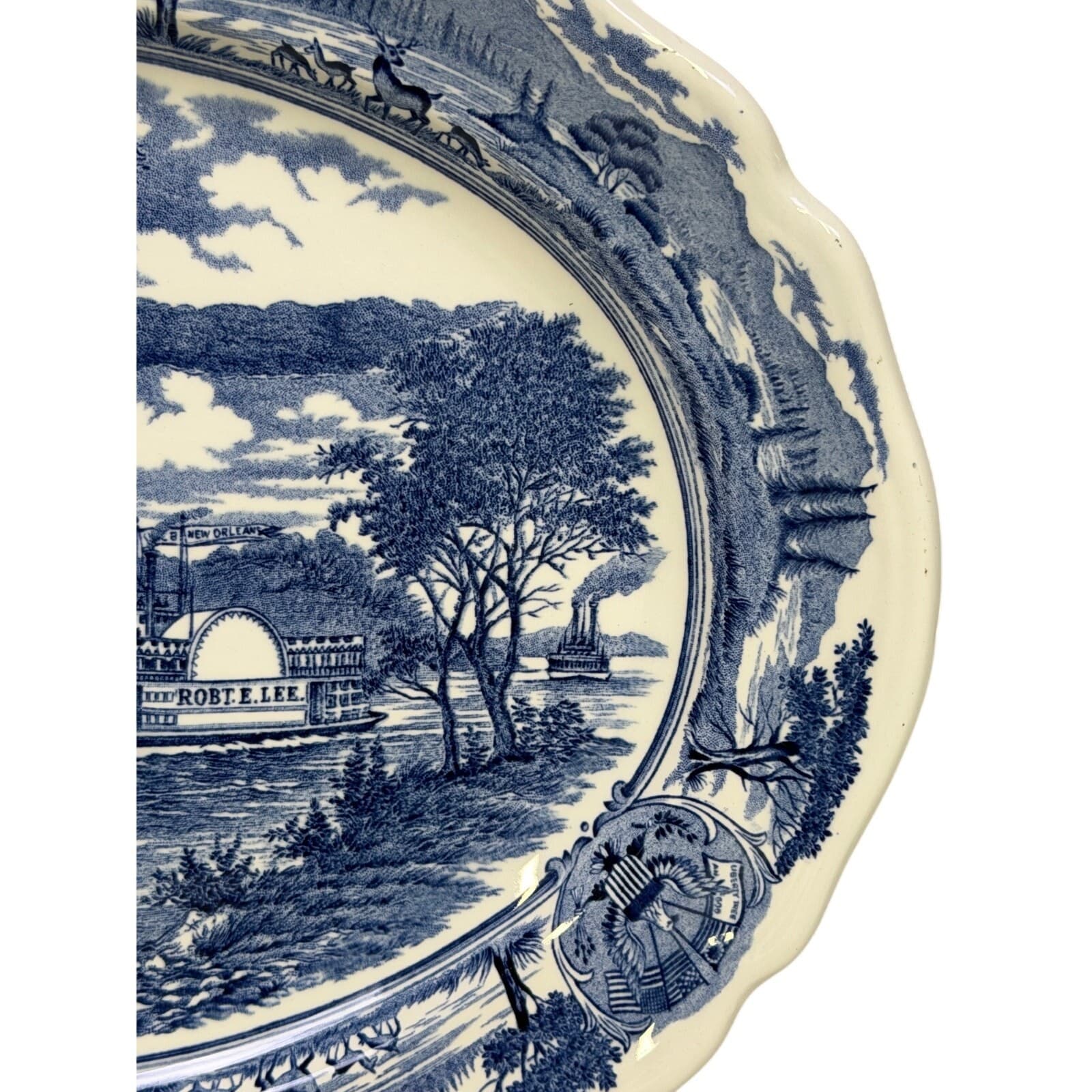 J & G Meakin England Retired 1970's American Hurrah 12" Oval Ironstone Platter - Thumbnail 5