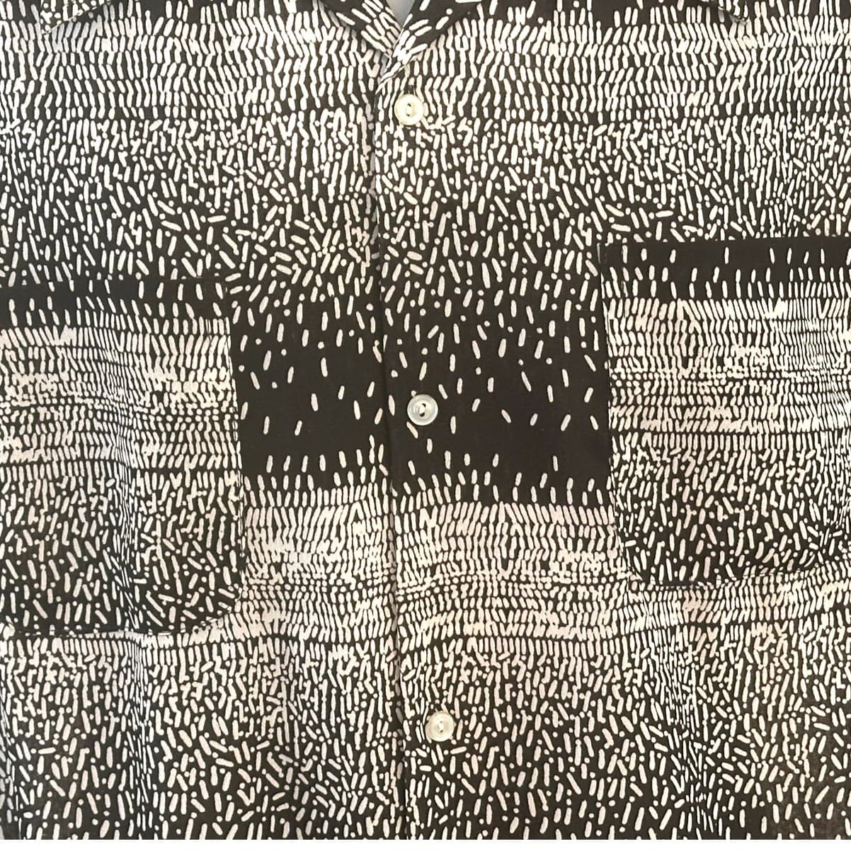 Korean Vintage Polyester Black & White Shirt Men's XL Excellent - Thumbnail 5