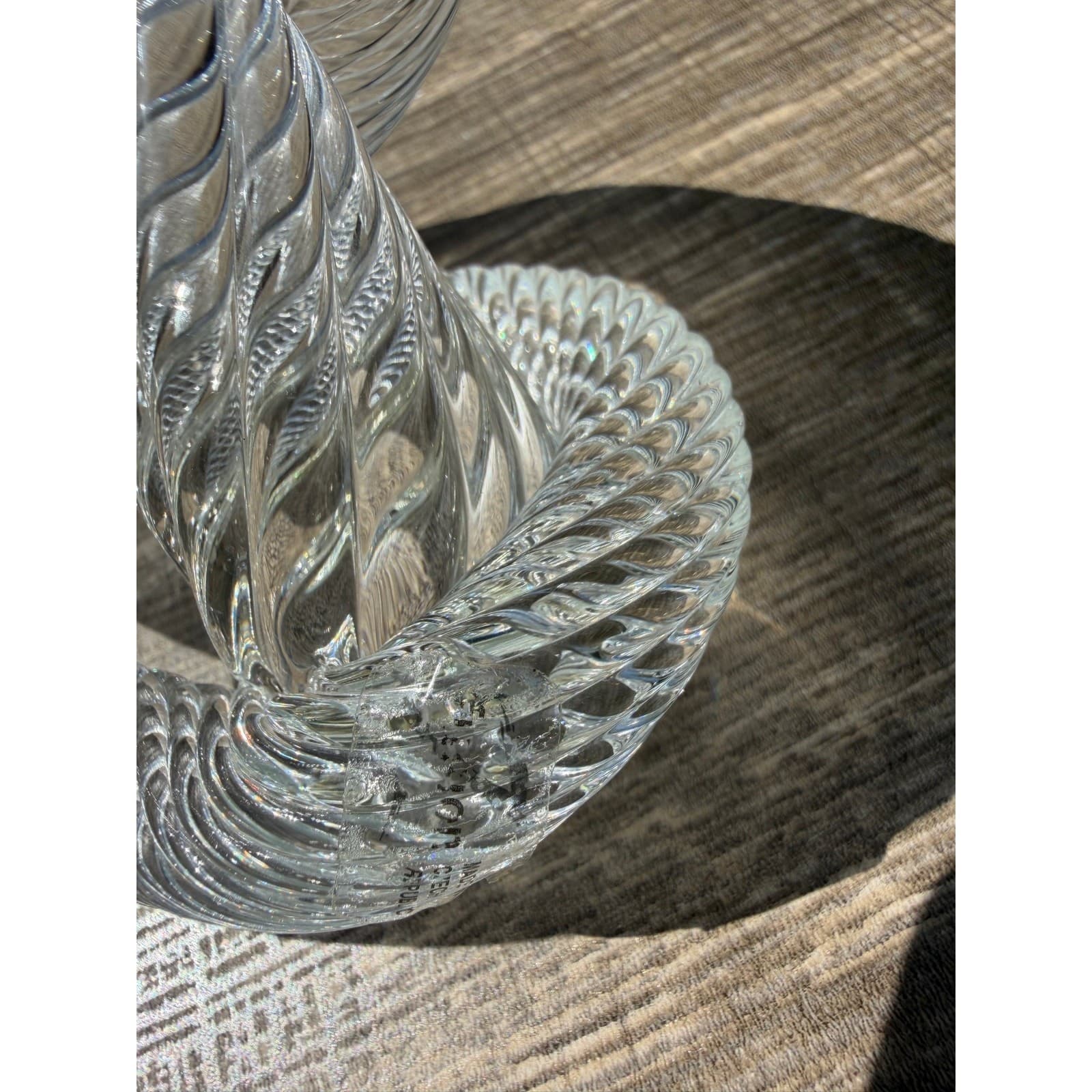 Vintage Czech Republic Art Glass Sculpture Clear Spiral Infinity Knot Design - Thumbnail 11