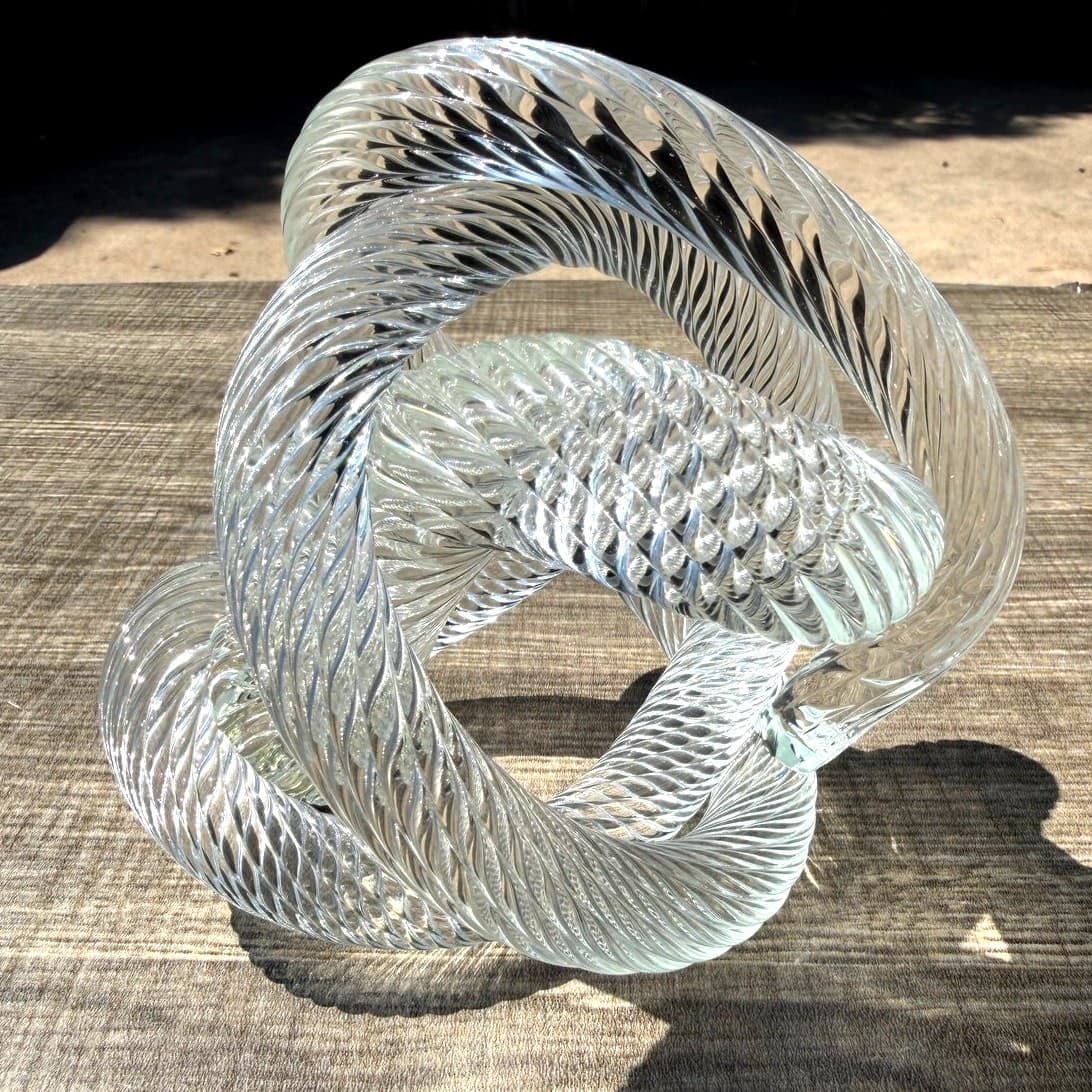 Vintage Czech Republic Art Glass Sculpture Clear Spiral Infinity Knot Design - Thumbnail 4