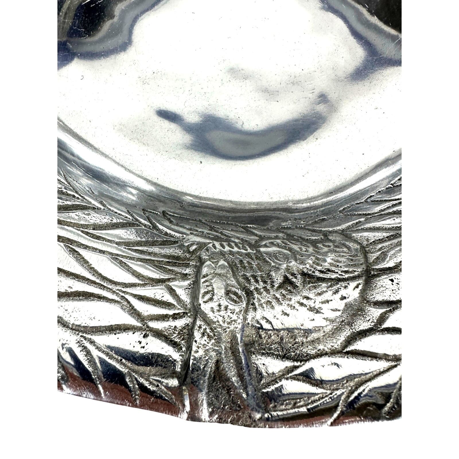 Oval Aluminum Bowl Embossed in a Bunny/Leaf Pattern 13.25" x 9.25" Made in India - Thumbnail 5