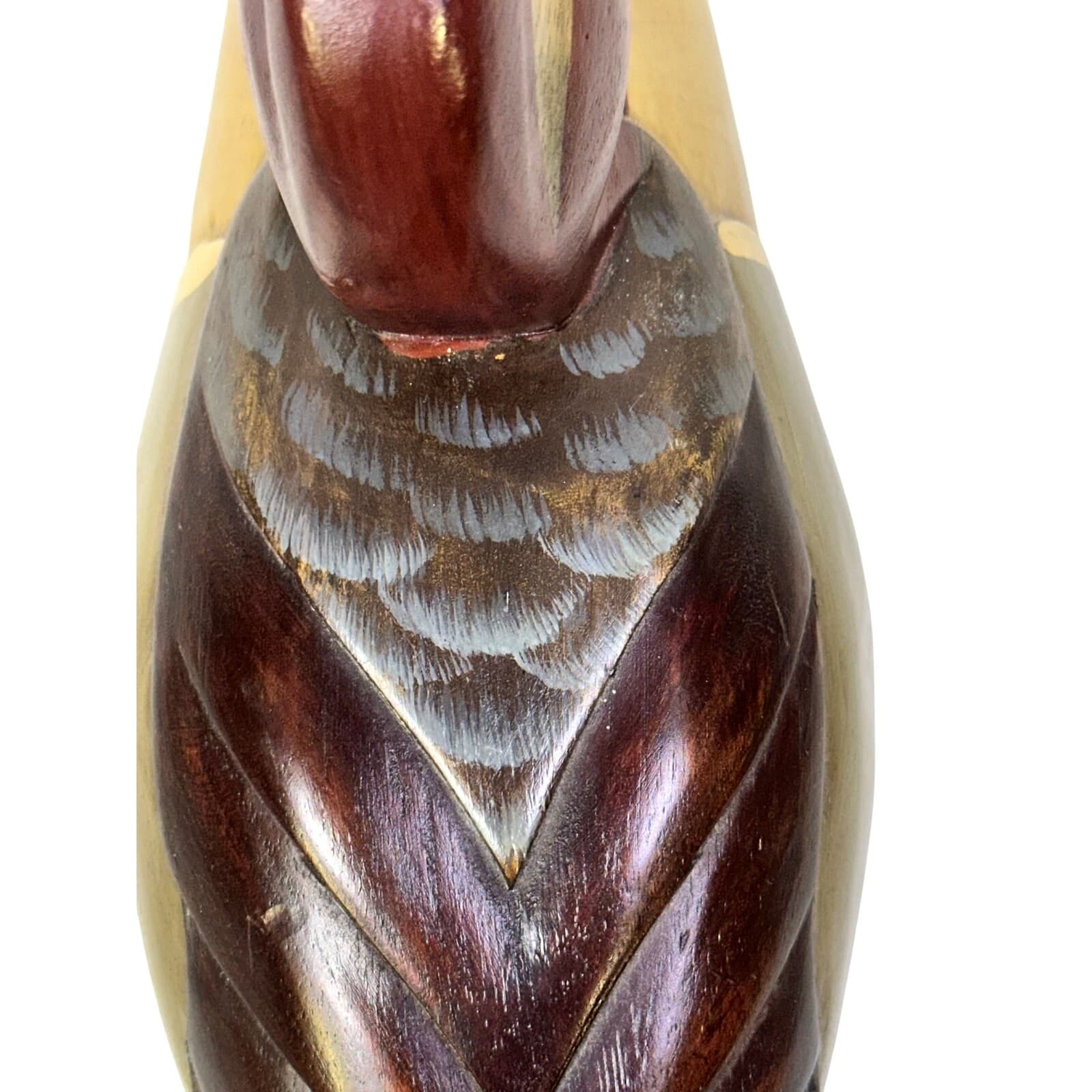 Hand Carved Painted Vintage Wooden Duck Decoy Philippines Exceptional Details - Thumbnail 7
