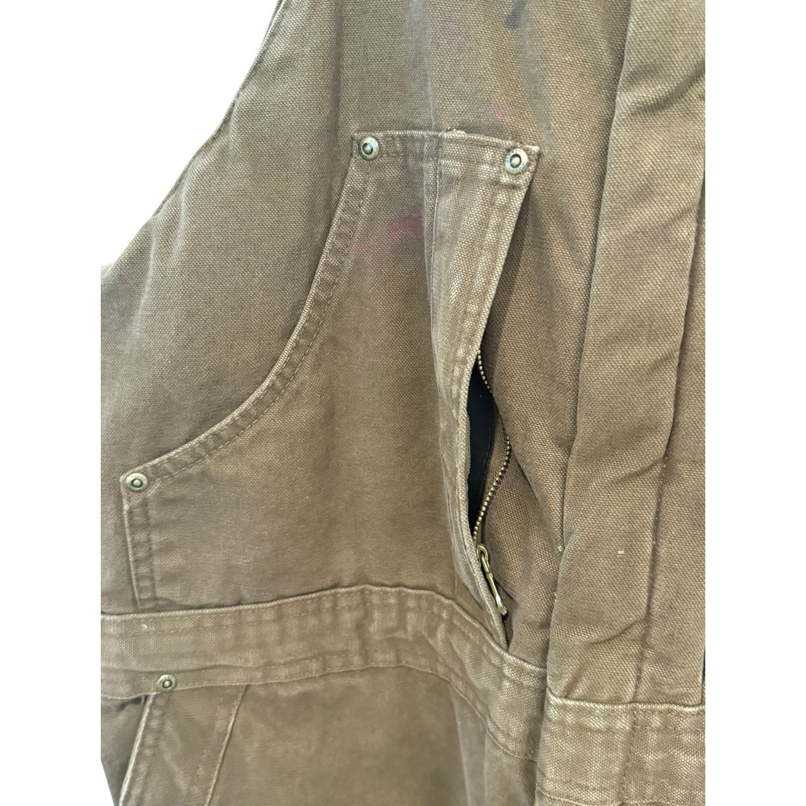 Berne Insulated Duck Canvas Bib Overalls Brown 2XL Regular B377BB Workwear - Thumbnail 6