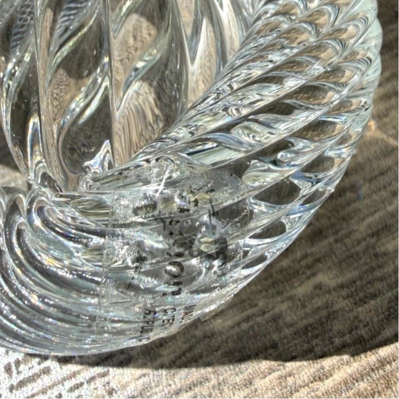 Vintage Czech Republic Art Glass Sculpture Clear Spiral Infinity Knot Design - Thumbnail 7