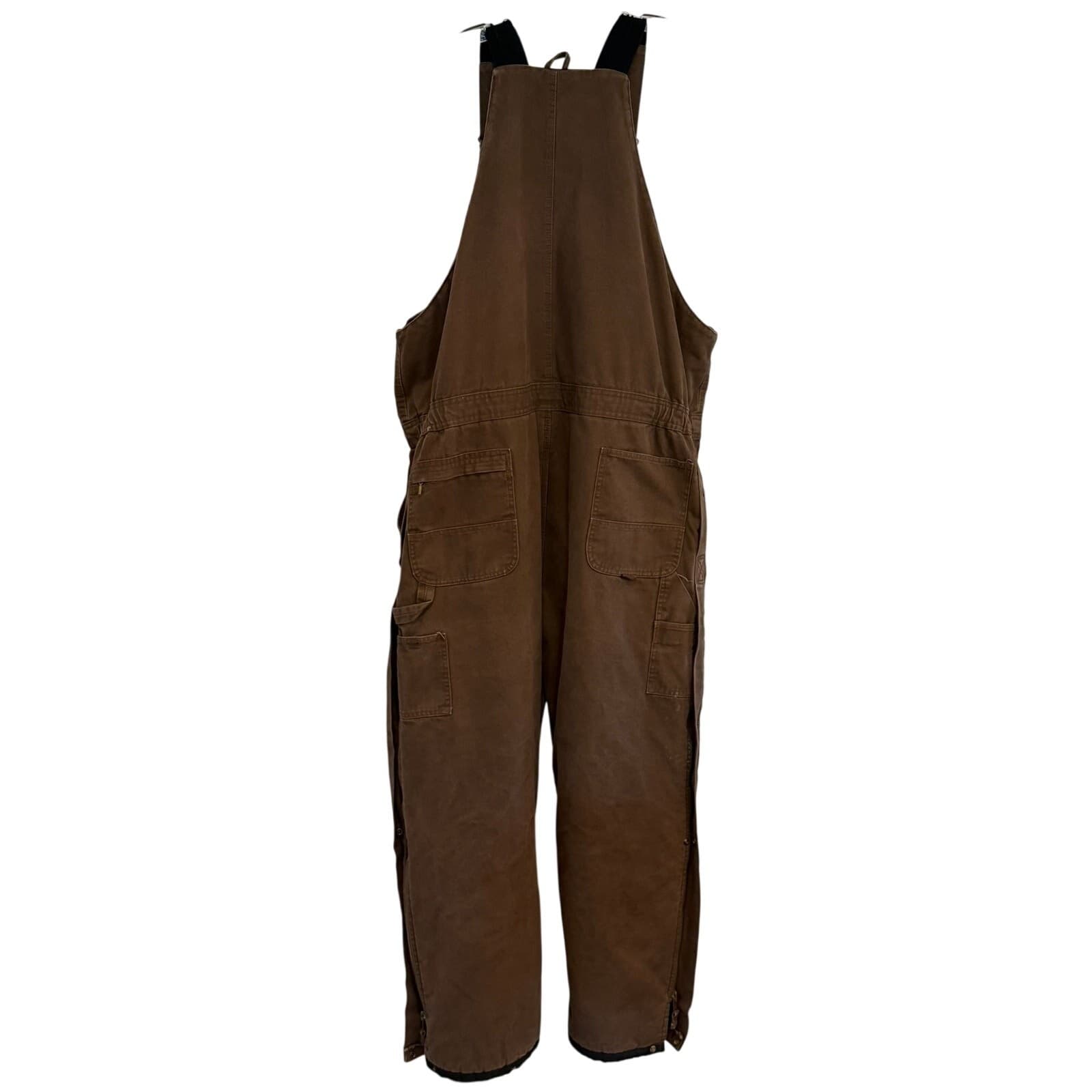 Berne Insulated Duck Canvas Bib Overalls Brown 2XL Regular B377BB Workwear - Thumbnail 9