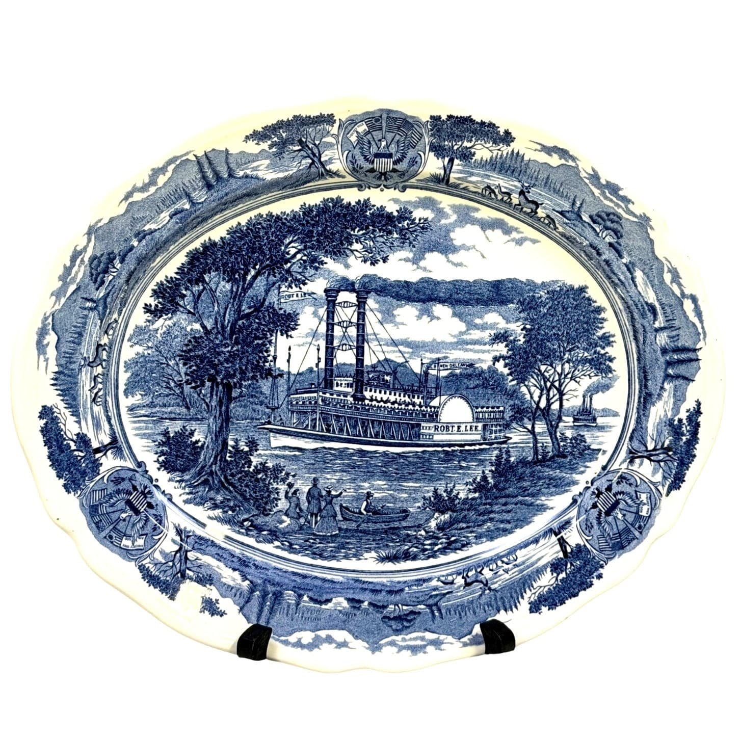 J & G Meakin England Retired 1970's American Hurrah 12" Oval Ironstone Platter