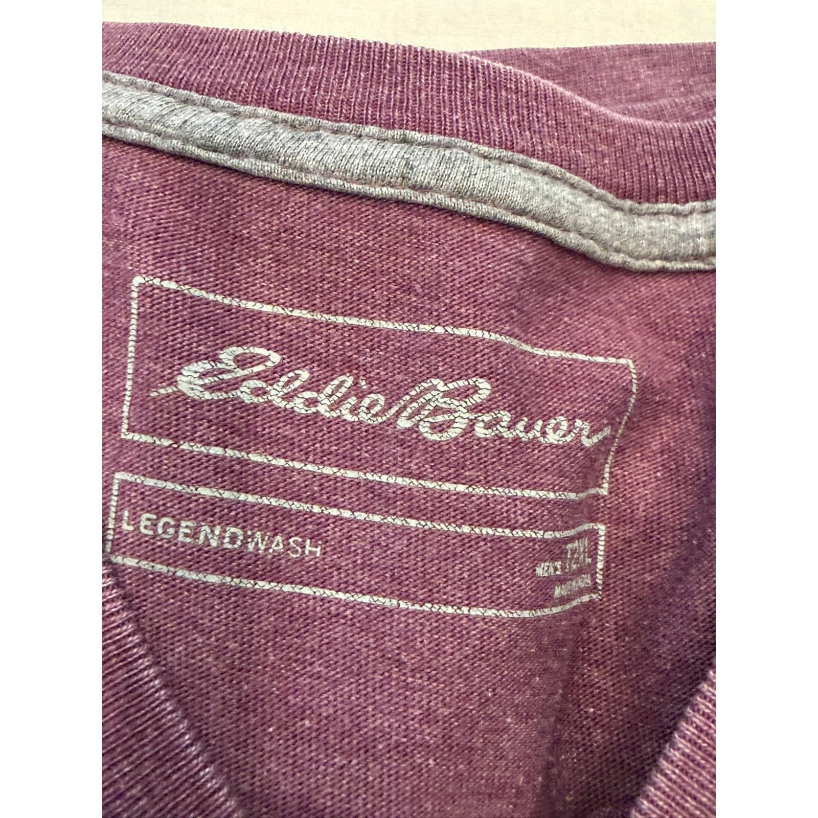 Eddie Bauer Legend Wash Pocket T Shirt Lot 2 Mens 2XL Gray Burgundy Long Sleeve - Thumbnail 4