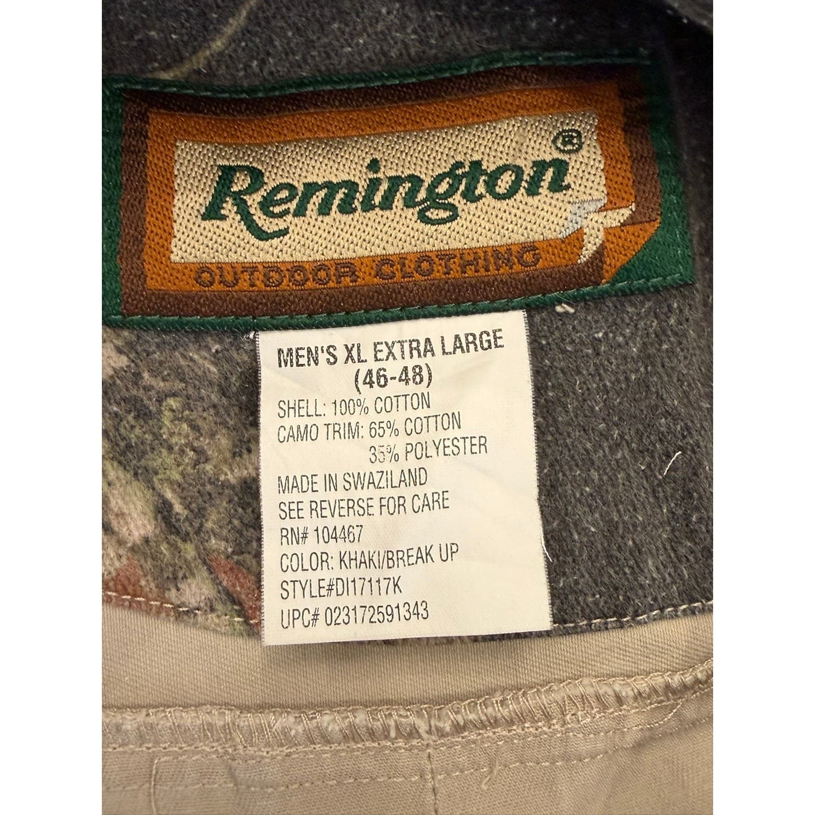 Remington Outdoor Clothing Men's XL Khaki Button Front Fishing Shirt 100% Cotton - Thumbnail 6
