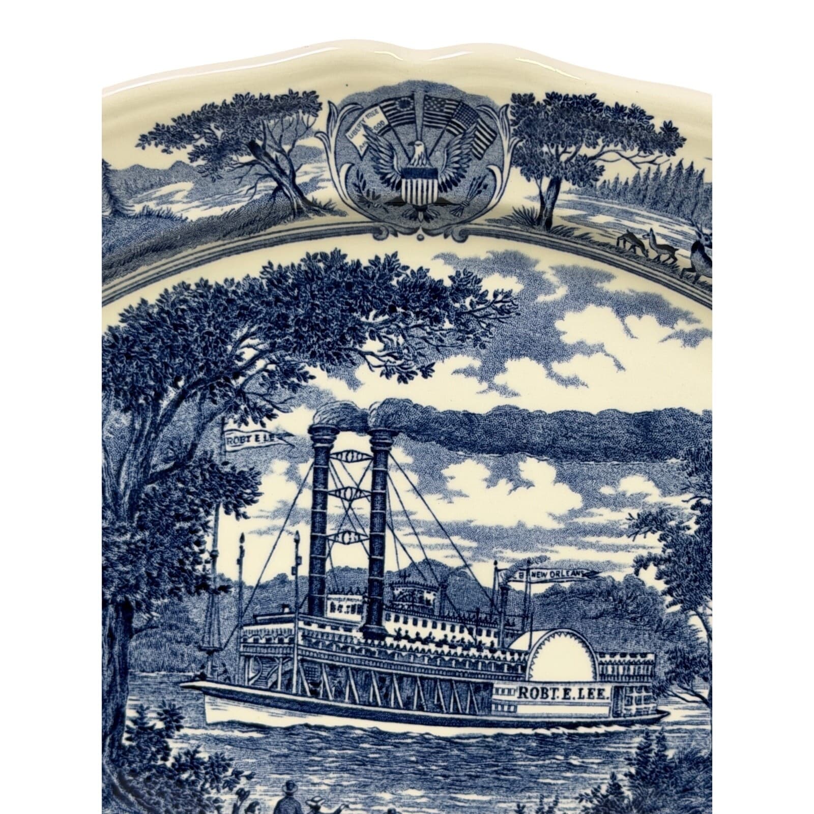J & G Meakin England Retired 1970's American Hurrah 12" Oval Ironstone Platter - Thumbnail 4