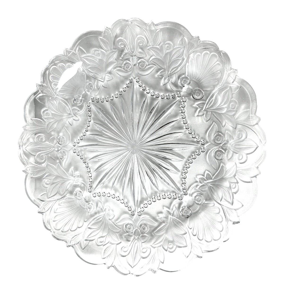 Fifth Avenue Crystal Fleur de Lis 14" Round Embossed & Frosted Serving Platter - Thumbnail 2