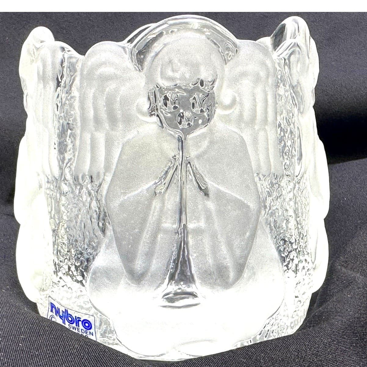 Nybro Sweden Heavy Frosted Crystal 'Angel' Votive Candle Holder - Thumbnail 4