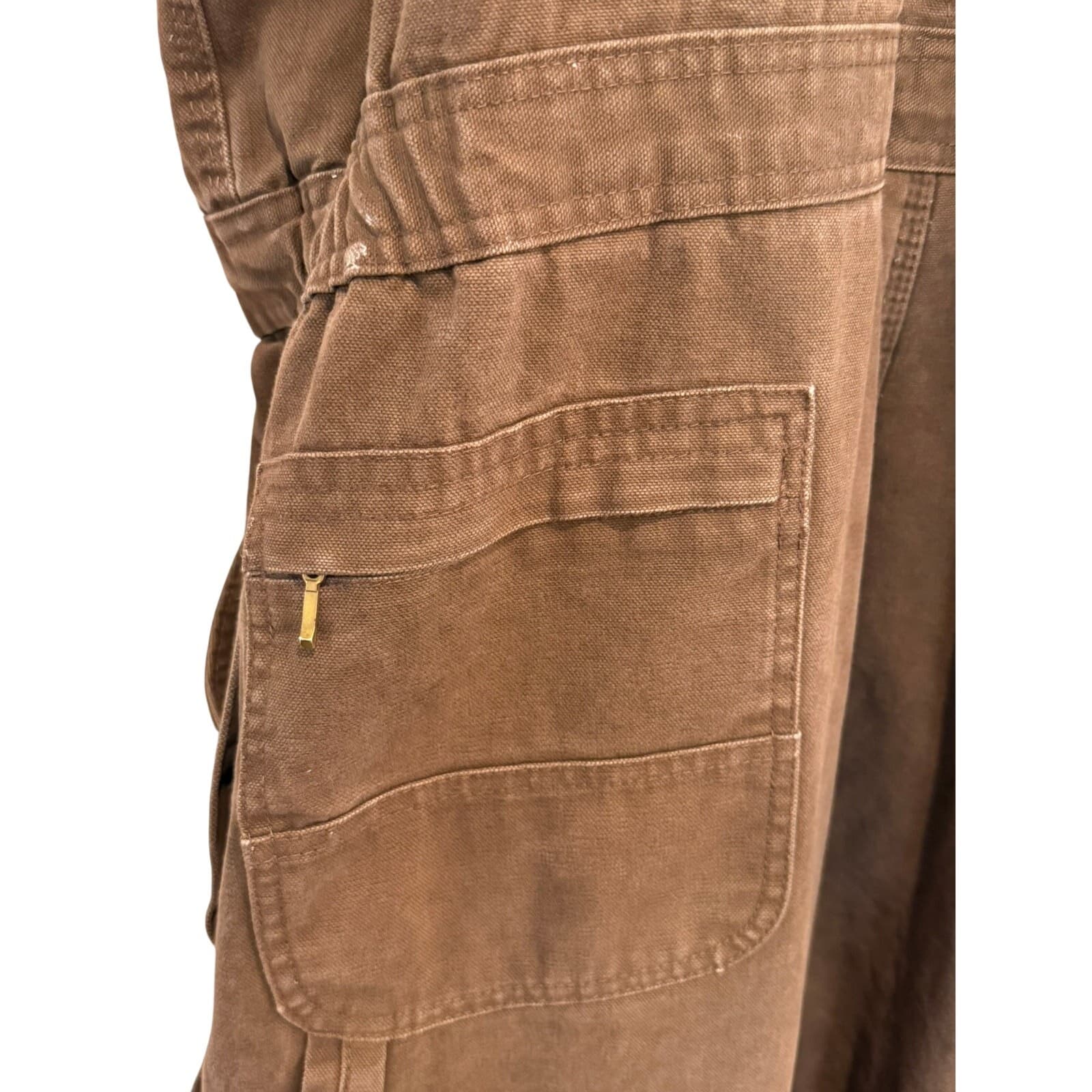 Berne Insulated Duck Canvas Bib Overalls Brown 2XL Regular B377BB Workwear - Thumbnail 10