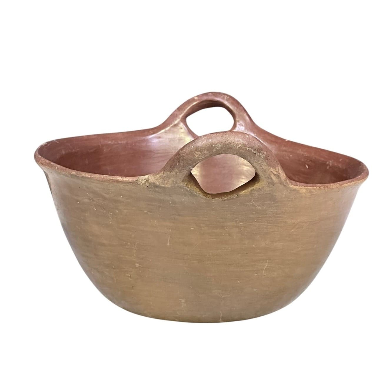 Primitive Early 20th-Century Redware Mexican Cazuela-Style Two-handled bowl - Thumbnail 11