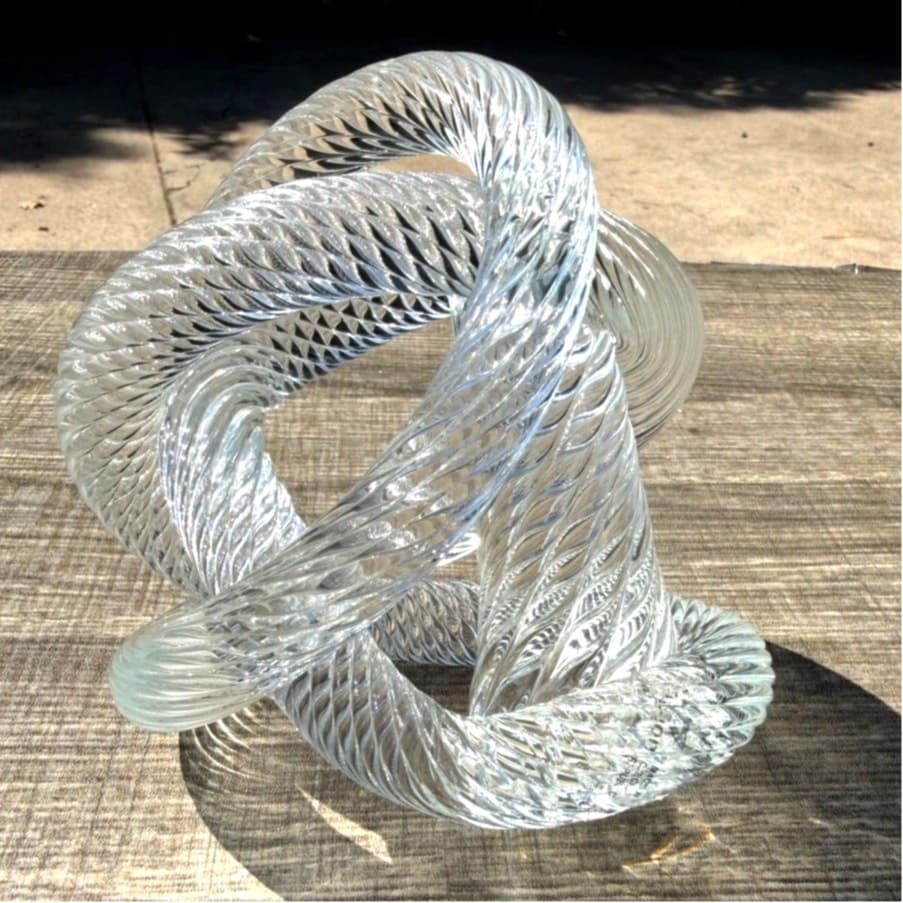 Vintage Czech Republic Art Glass Sculpture Clear Spiral Infinity Knot Design - Thumbnail 2