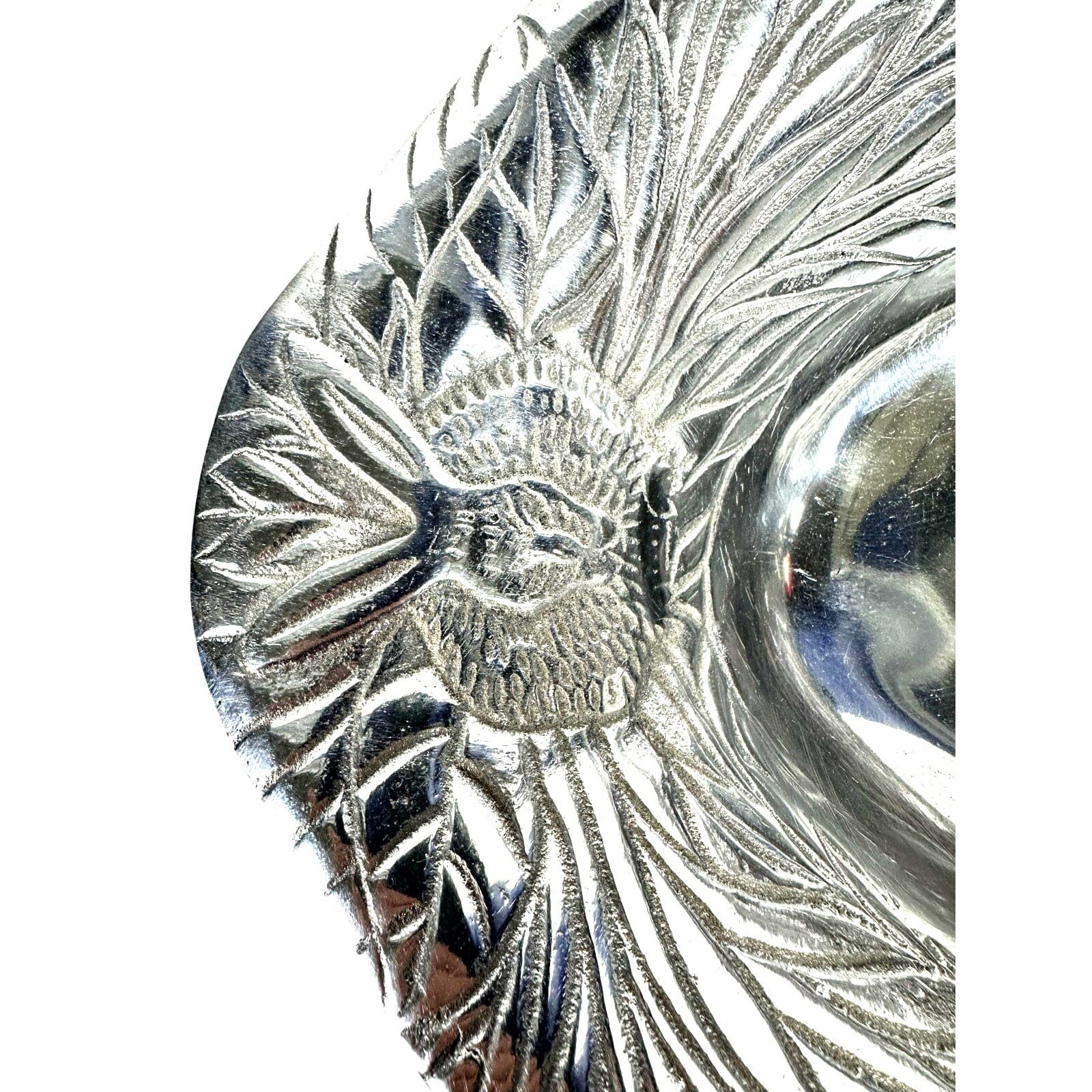 Oval Aluminum Bowl Embossed in a Bunny/Leaf Pattern 13.25" x 9.25" Made in India - Thumbnail 3
