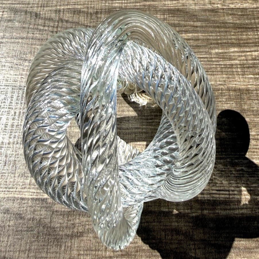 Vintage Czech Republic Art Glass Sculpture Clear Spiral Infinity Knot Design - Thumbnail 6