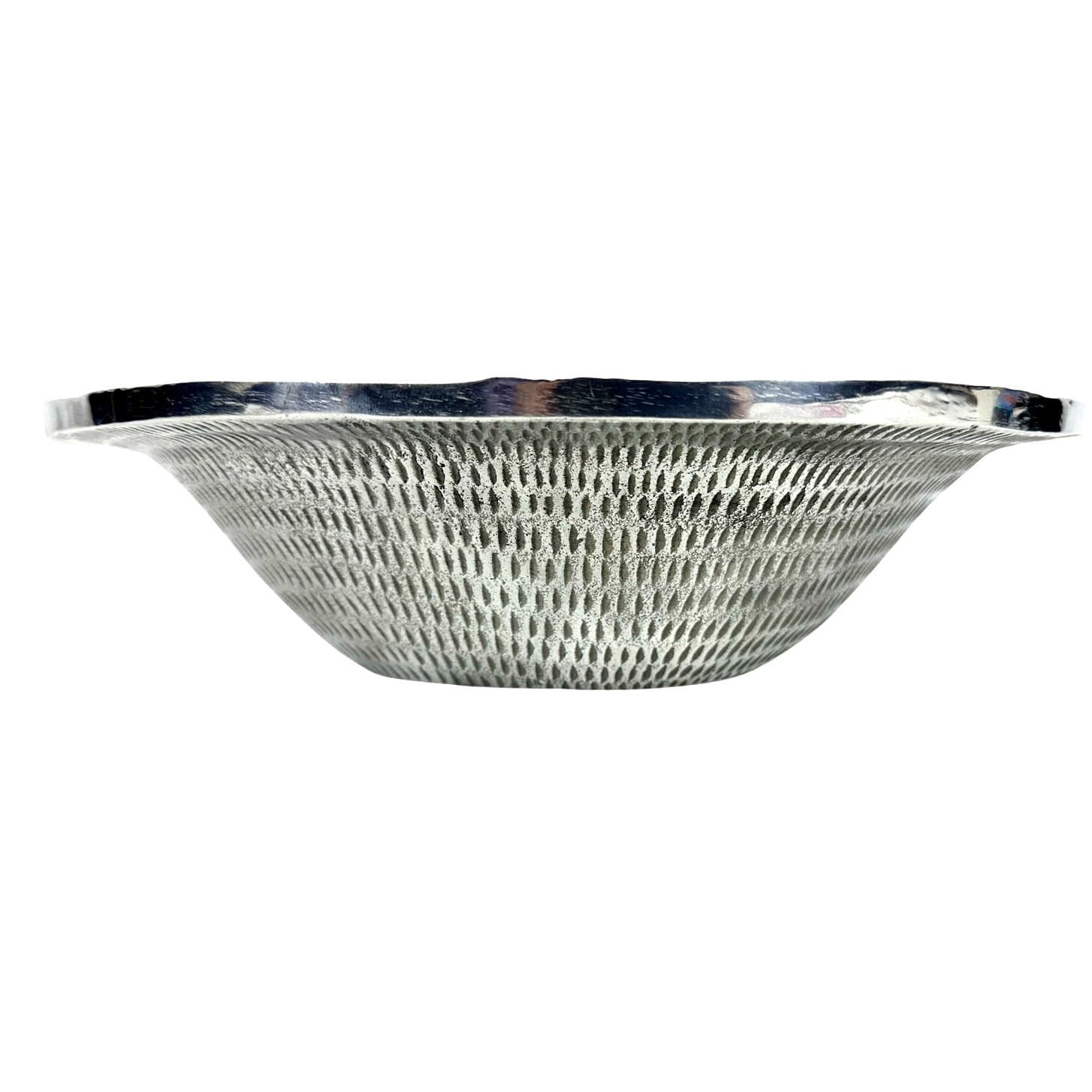 Oval Aluminum Bowl Embossed in a Bunny/Leaf Pattern 13.25" x 9.25" Made in India - Thumbnail 2