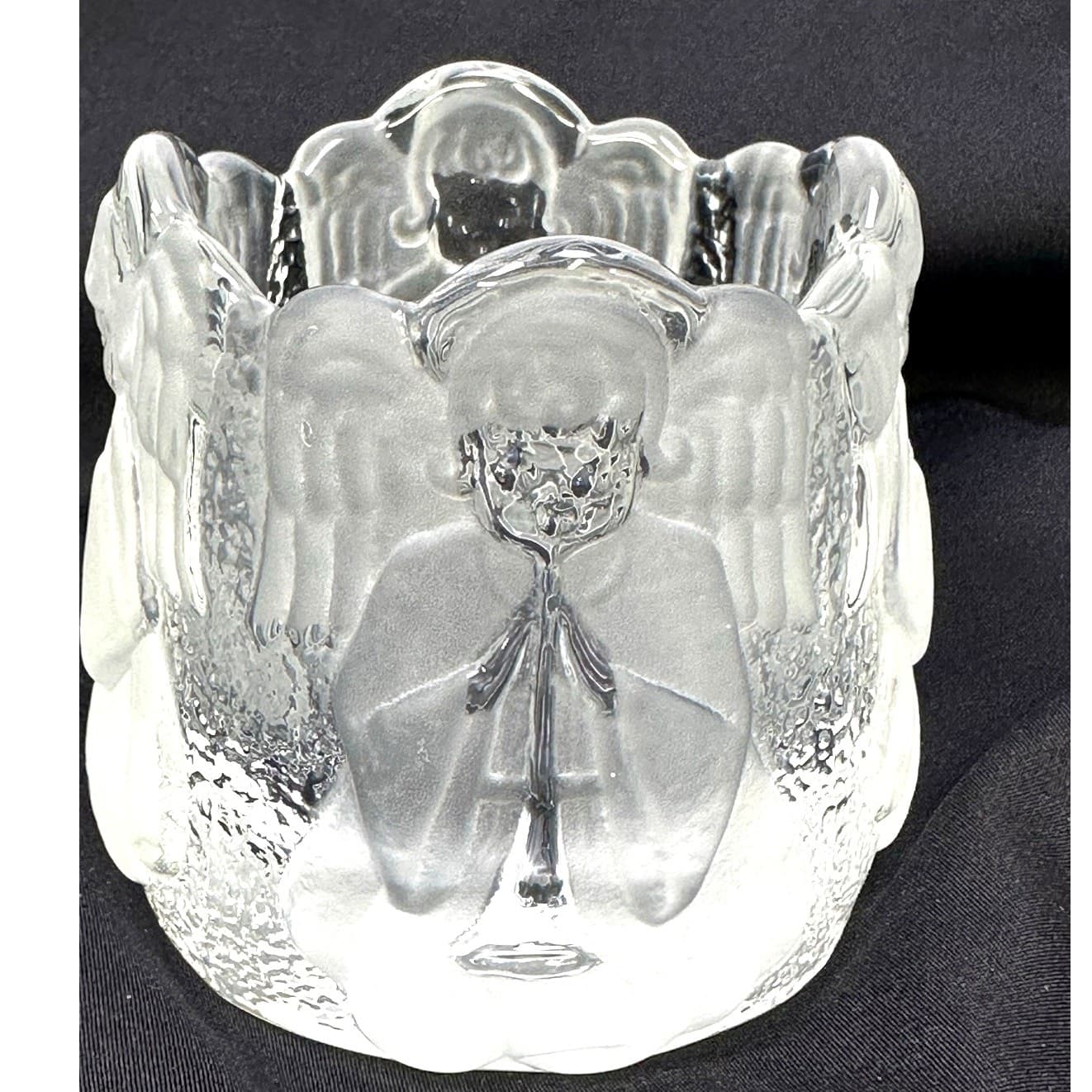 Nybro Sweden Heavy Frosted Crystal 'Angel' Votive Candle Holder - Thumbnail 2