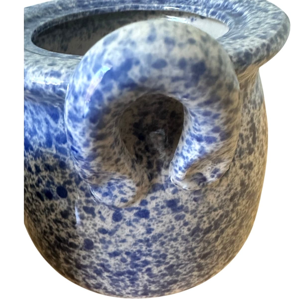 Blue and White Spongeware Loop Handled Canisters-Set of 3-Excellent! - Thumbnail 5
