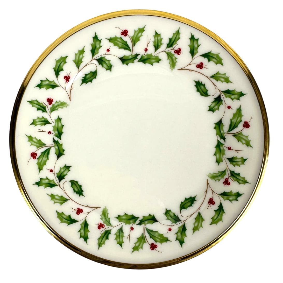 Lenox Holiday Dimension Holly Berries Gold Rim 6 3/8" Bread and Butter Plate