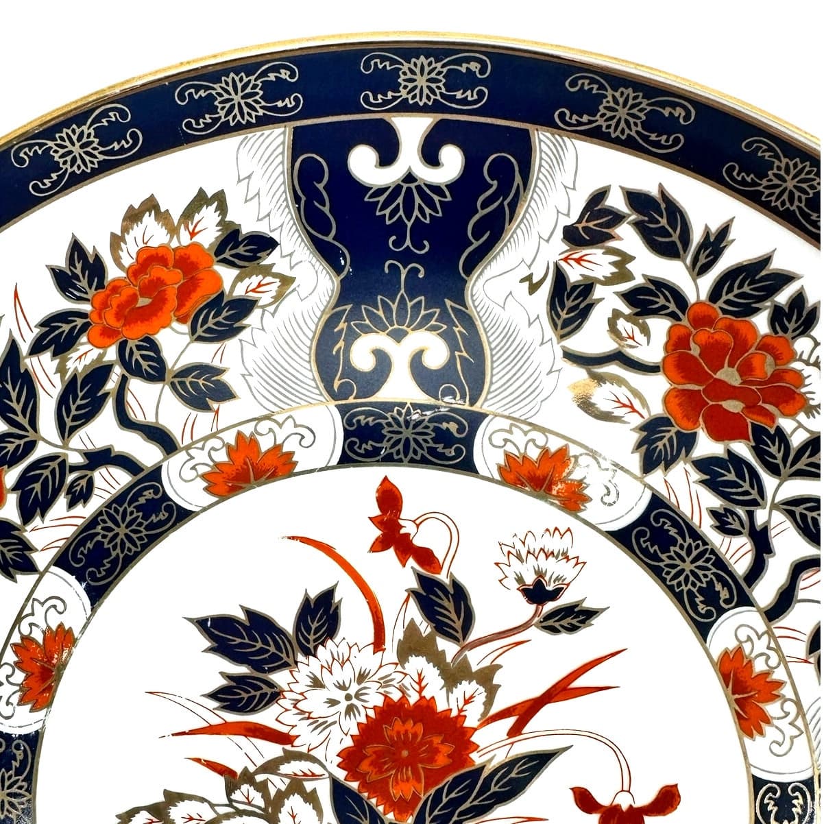 Japanese Imari Vintage 14" Floral Urns Cobalt Red Gilded Porcelain Charger Plate - Thumbnail 6