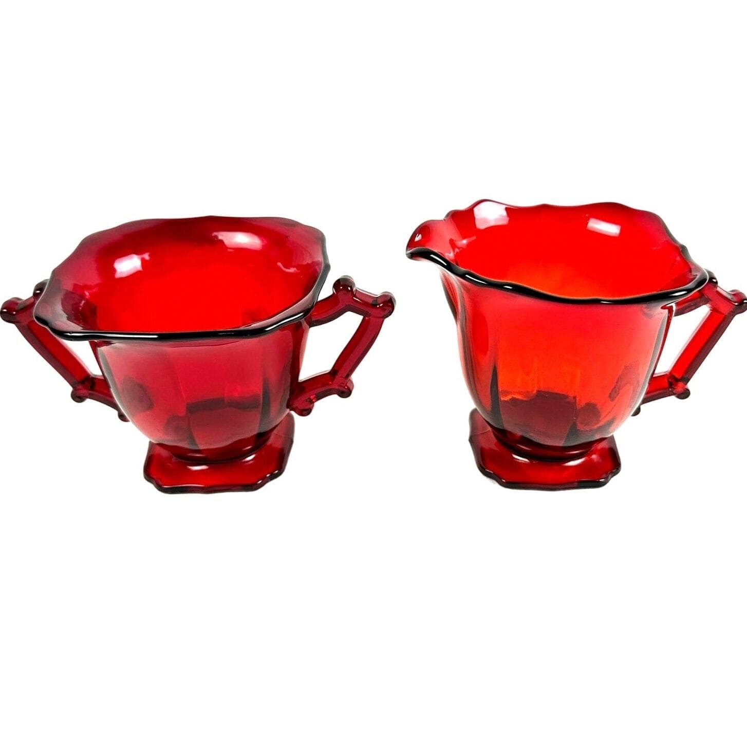 Imperial Hazen 760 Ruby Red 1930's Open Sugar and Creamer Set-Mint Condition!