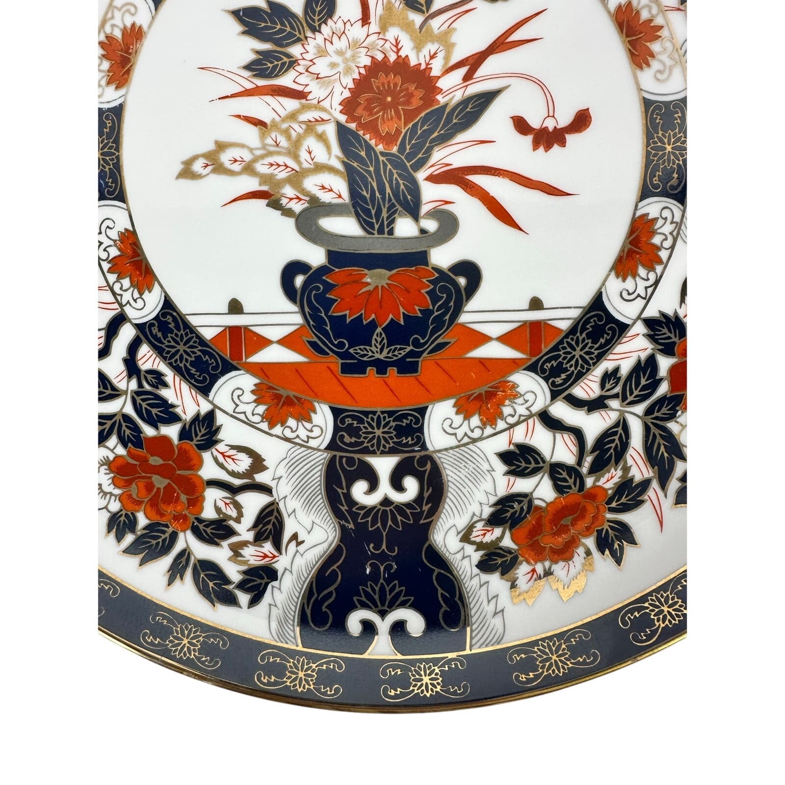 Japanese Imari Vintage 14" Floral Urns Cobalt Red Gilded Porcelain Charger Plate - Thumbnail 5