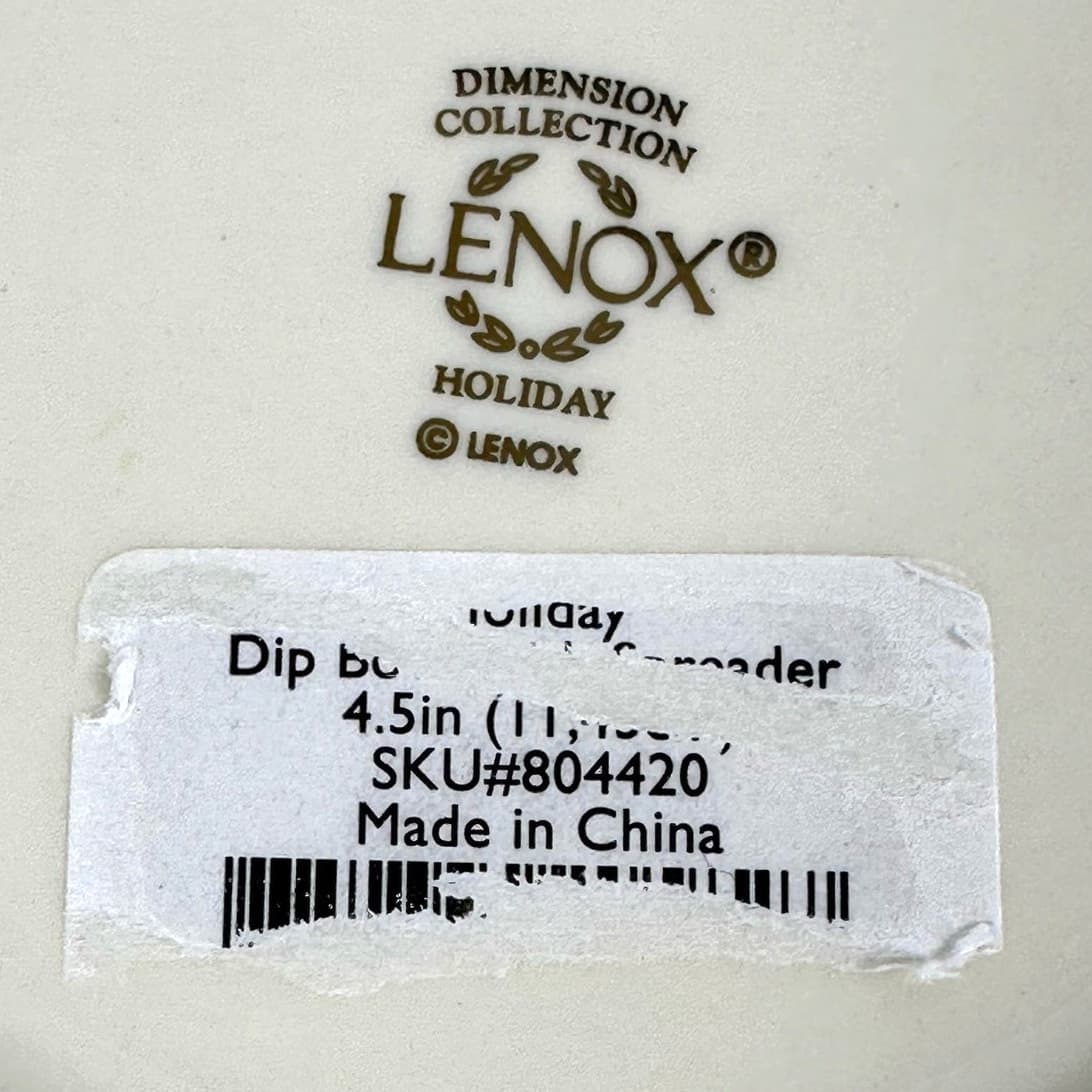 Lenox Holiday Dimension Holly Berries Gold Rim 4.75" Dip Bowl with Spreader! - Thumbnail 10