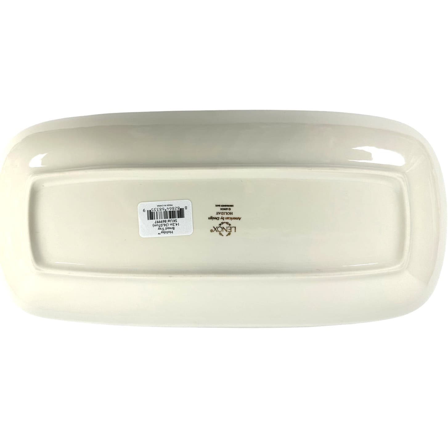 Lenox Holiday Dimension Holly Berries Gold Rim 14.5" x 7" Rectangular Bread Tray - Thumbnail 7
