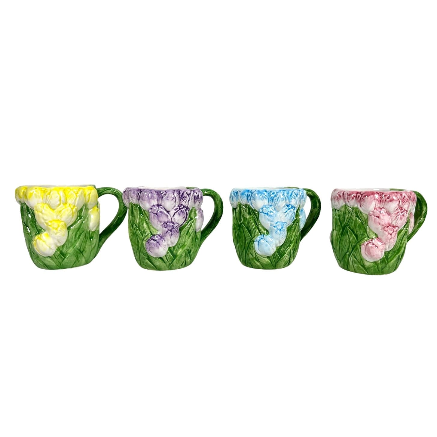 Enesco Gift Gallery Ceramic Majolica Tulip Cottage Ware Coffee Mugs-Set of 4! - Thumbnail 4