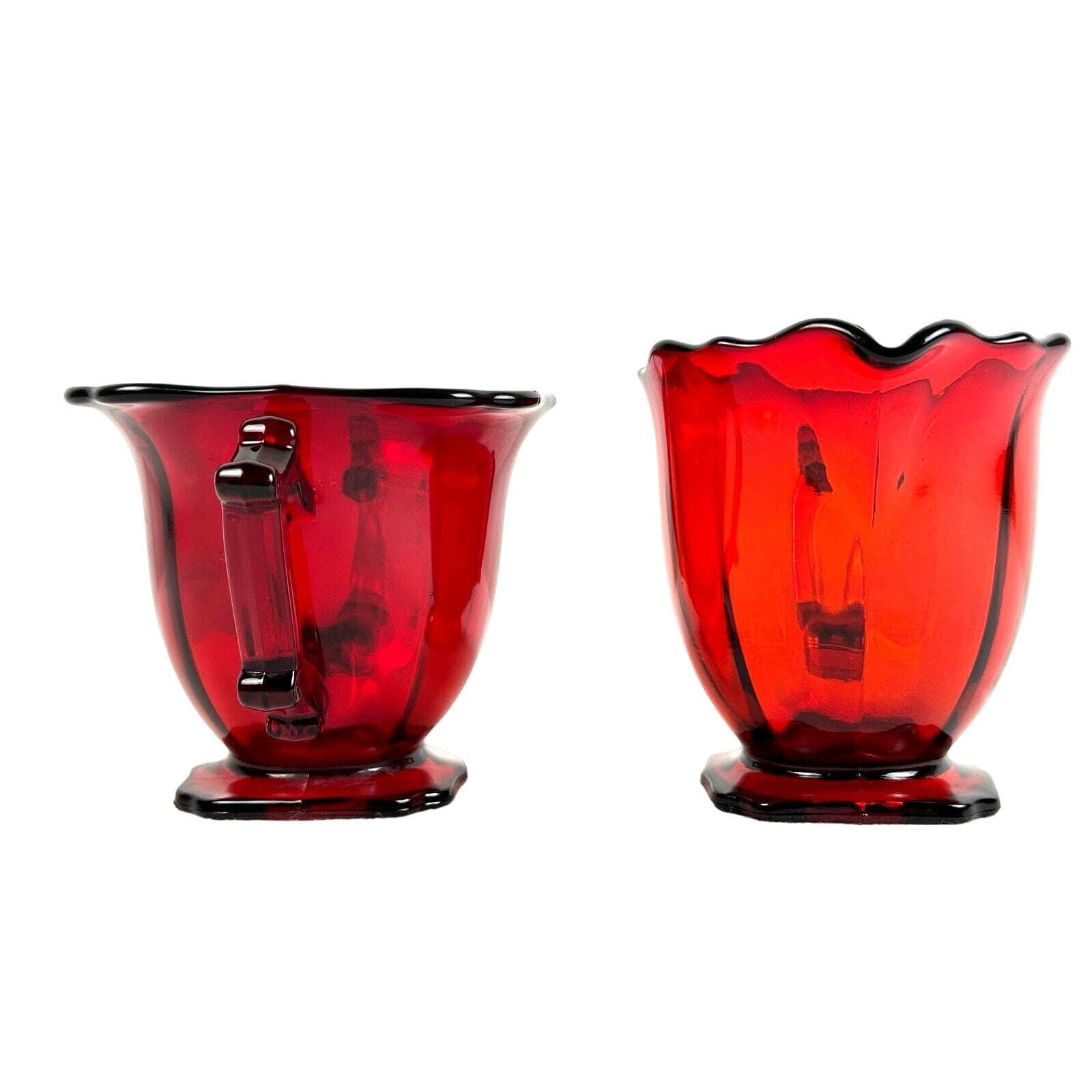 Imperial Hazen 760 Ruby Red 1930's Open Sugar and Creamer Set-Mint Condition! - Thumbnail 6
