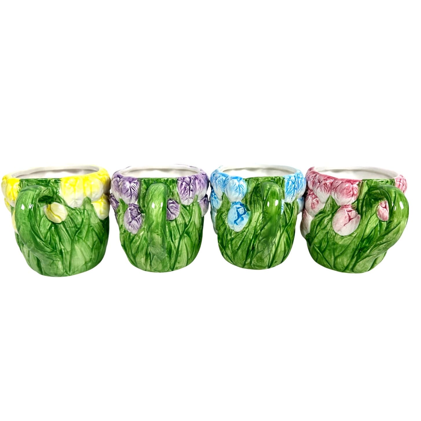 Enesco Gift Gallery Ceramic Majolica Tulip Cottage Ware Coffee Mugs-Set of 4! - Thumbnail 2
