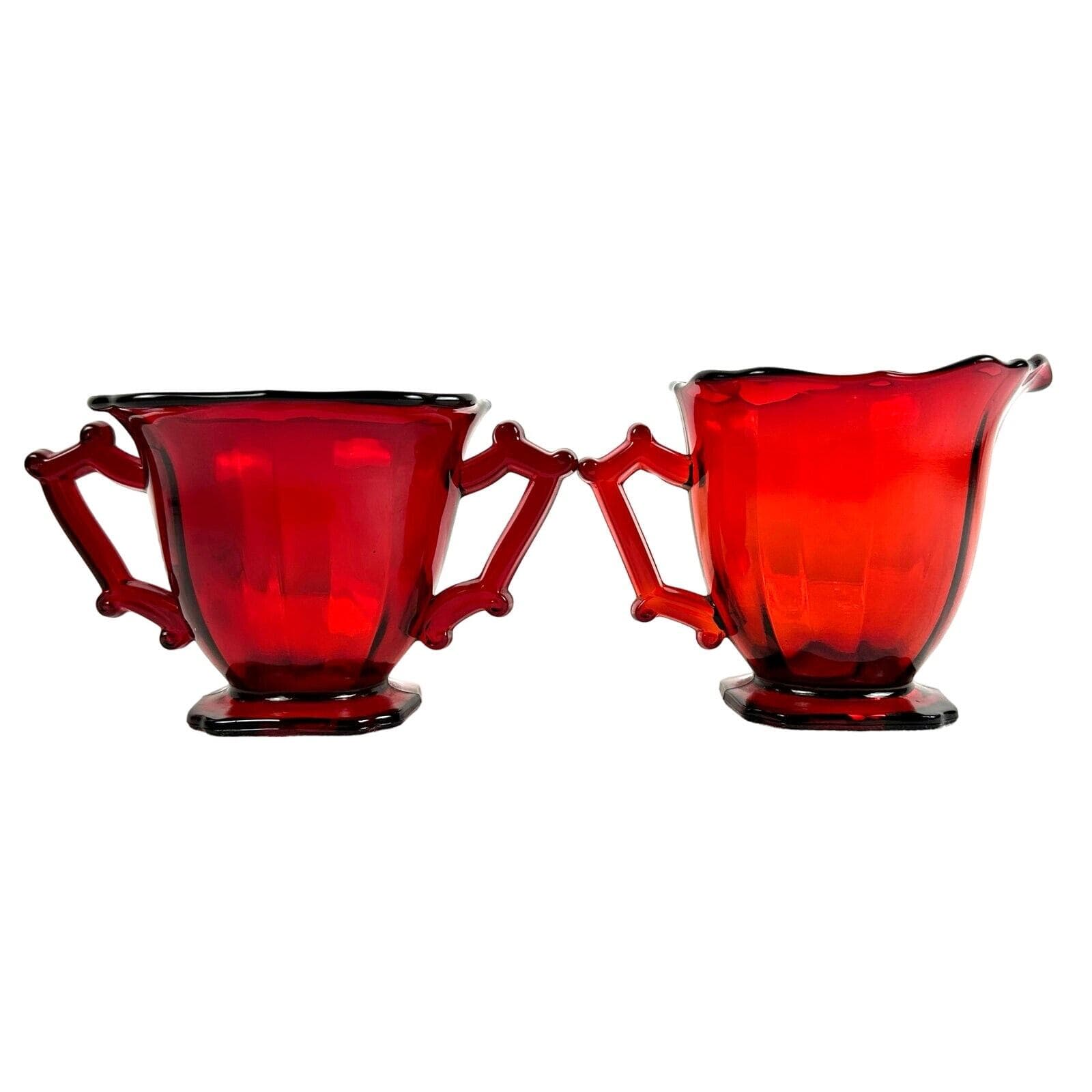 Imperial Hazen 760 Ruby Red 1930's Open Sugar and Creamer Set-Mint Condition! - Thumbnail 4