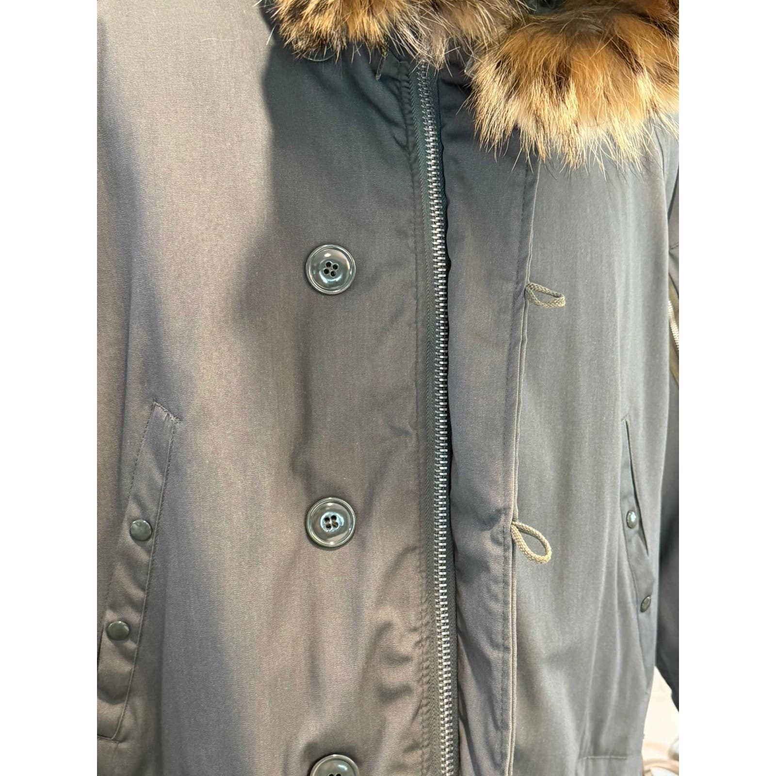 Vintage N-3B Arctic Parka Flight Jacket Fur Hood Gray USA Men's Size XL - Thumbnail 5