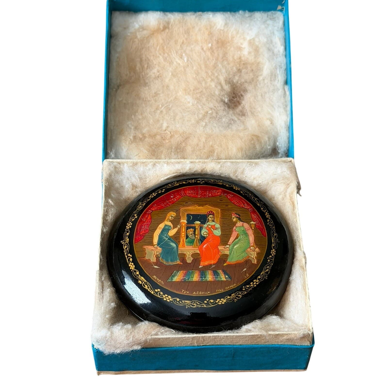 Mstera Vintage Signed Russian Lacquer Box Three Maidens Pushkin USSR Box/Papers - Thumbnail 6