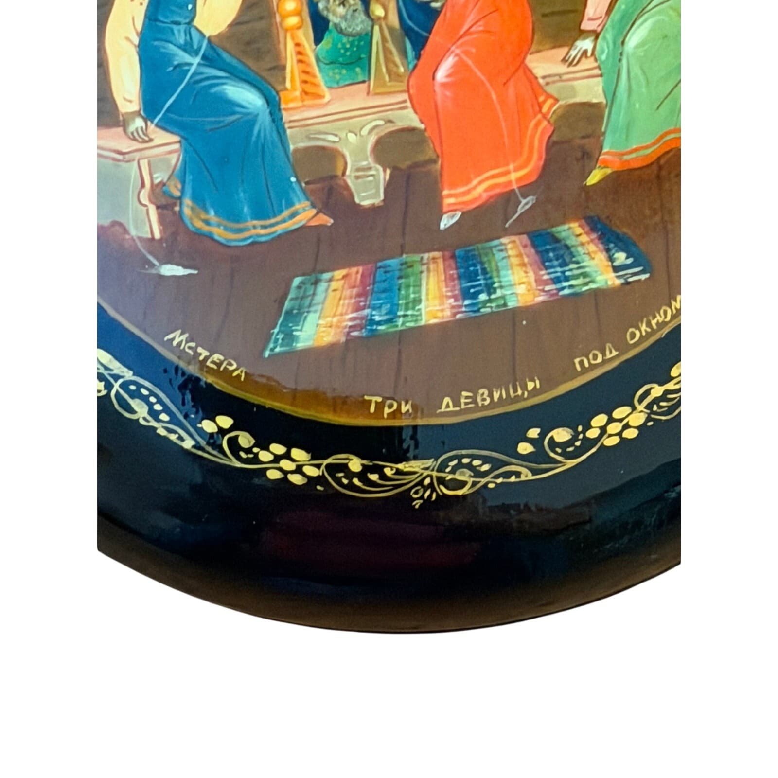 Mstera Vintage Signed Russian Lacquer Box Three Maidens Pushkin USSR Box/Papers - Thumbnail 9