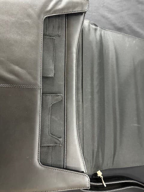 Black Leather Messenger Bag with Strap by Leeds - Thumbnail 12