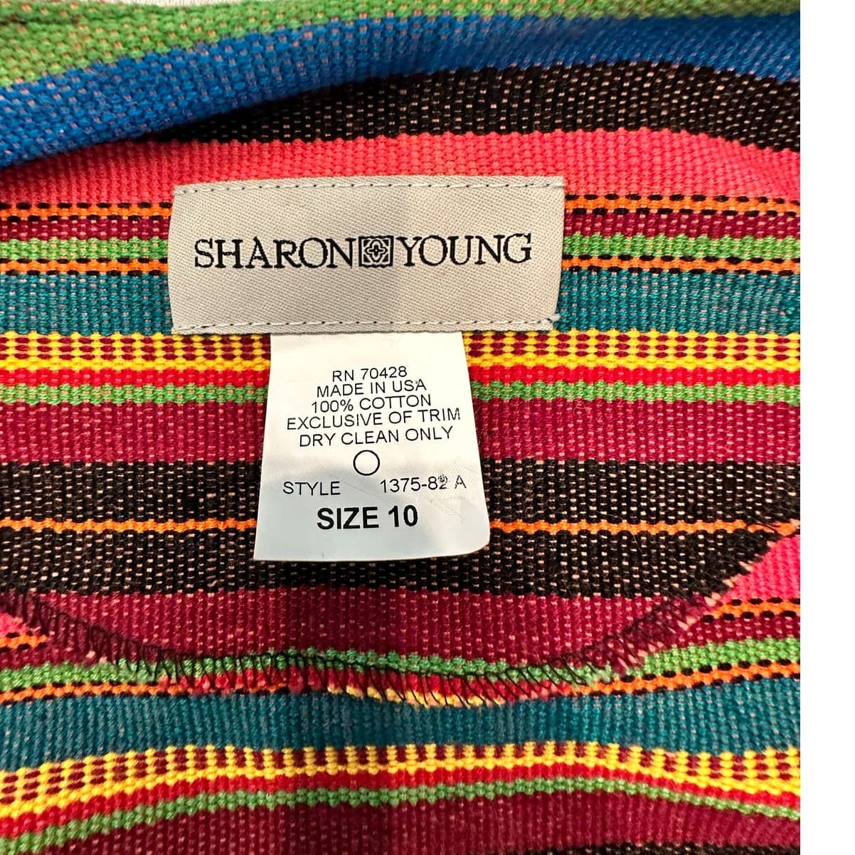 Sharon Young Multicolor Stripe & Beaded Fringe Cropped Jacket Size 10 Excellent - Thumbnail 7
