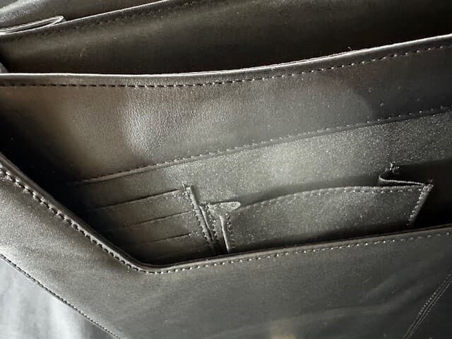 Black Leather Messenger Bag with Strap by Leeds - Thumbnail 11