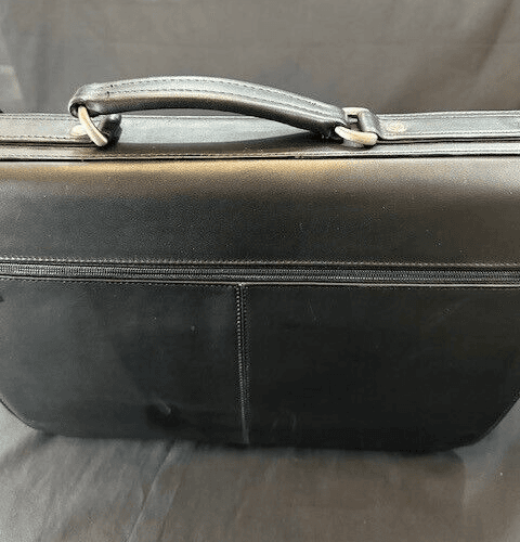 Black Leather Messenger Bag with Strap by Leeds - Thumbnail 3